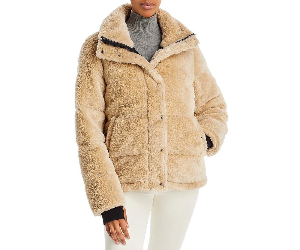 Aqua  Womens Lilly Sherpa Puffer Jacket -color biscotti beige Size S